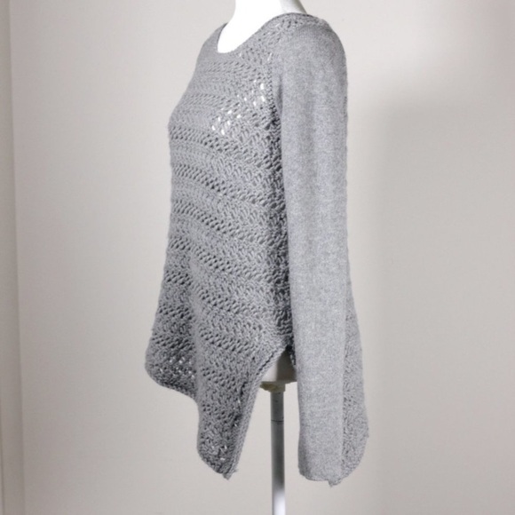 Helmut Lang Asymmetrical Open Knit Cashmere Wool Blend Sweater Top Size Medium - Picture 4 of 10